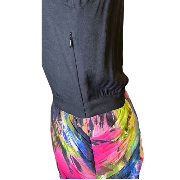 Diane Von Furstenberg Multicolor Print Ruched Mini Dress, size 10 - Picture 10 of 12